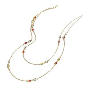 J. CREW Women’s Double Strand Gold Tone Delicate Gem Necklace